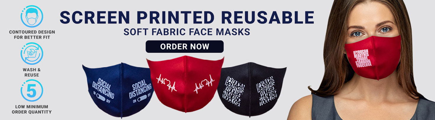 Custom Screen Printed Soft Fabric Reusable Face Masks