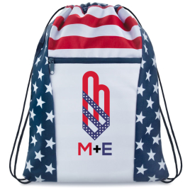 Custom American Flag Drawstring Tote Bags
