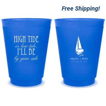 Custom I’ll Be By Your Side Sailboat Nautical Wedding Frosted Stadium Cups