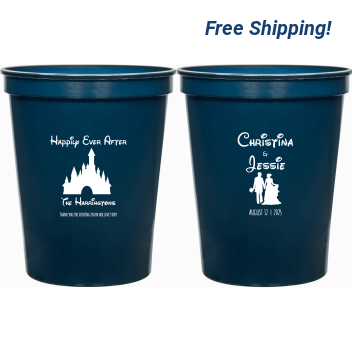 Customized Happily Ever After Fairytale Castle Wedding Stadium Cups