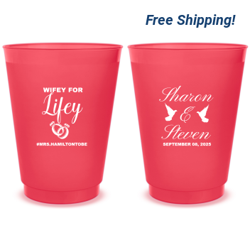 Customized Wifey For Lifey Engagement Frosted Stadium Cups