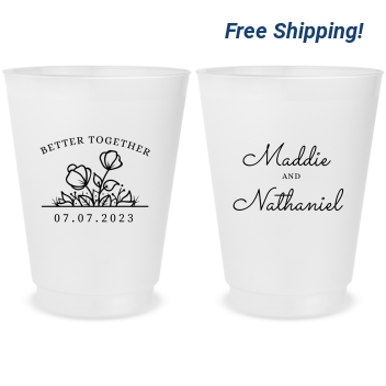 Personalized Better Together Floral Wedding Frosted Stadium Cups