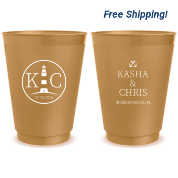 Personalized Light Tower Nautical Beach Wedding Frosted Stadium Cups