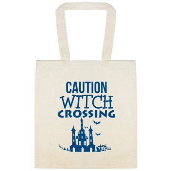 Halloween Caution Witch Crossing Custom Everyday Cotton Tote Bags Style 143556