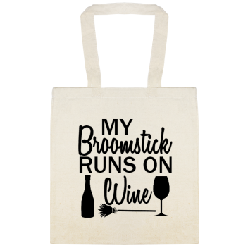 Halloween Wine My Broomstick Runs On Custom Everyday Cotton Tote Bags Style 143118