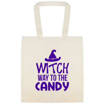 Halloween Witch Way To The Candy Custom Everyday Cotton Tote Bags Style 142687
