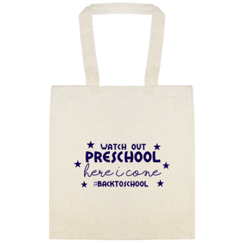 Back To School Backtoschool Watch Out Preschool Here I Cone Custom Everyday Cotton Tote Bags Style 122353