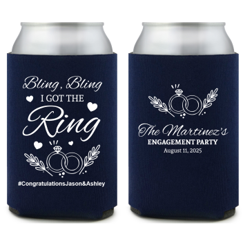 Custom Bling Bling I Got The Ring Engagement Full Color Can Coolers