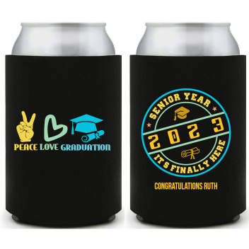 Peace Love Graduation, Senior Year 2023 Full Color Foam Collapsible Coolies Style 158944