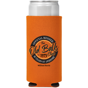 Old Balls Club 50th Birthday Full Color Slim Can Coolers