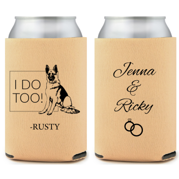 Personalized German Shepherd I Do Too Pet Wedding Full Color Can Coolers