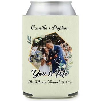 Personalized Photo You And Me Classic Wedding Full Color Can Coolers