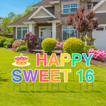 Pre-packaged Happy Sweet 16 Yard Letters