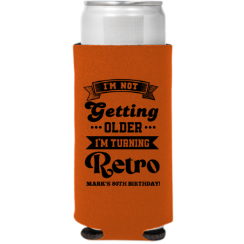 Turning Retro Birthday Full Color Slim Can Coolers