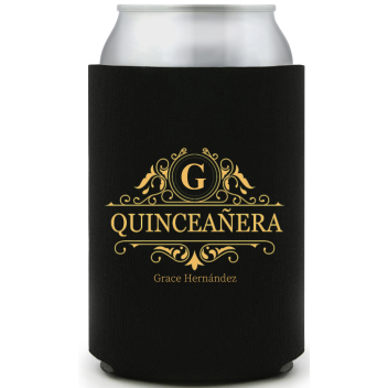 Personalized Vintage Quinceanera Birthday Full Color Can Coolers