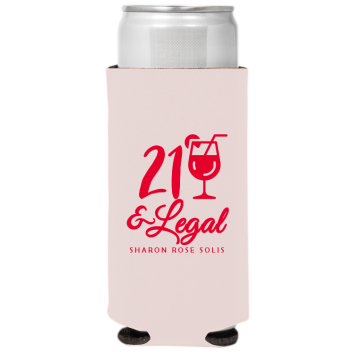 21 And Legal Birthday Full Color Slim Can Coolers