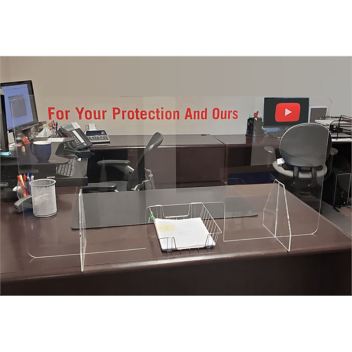 32 X 47 Inch Sneeze Guard Table Top With Pass Through Window