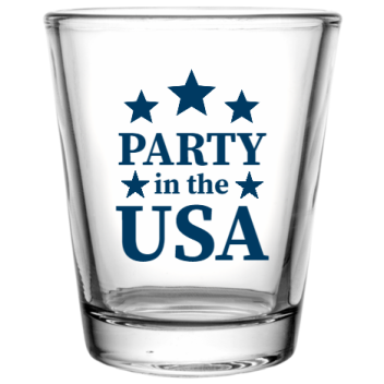 Fourth Of July Party In The Usa Custom Clear Shot Glasses- 1.75 Oz. Style 107821