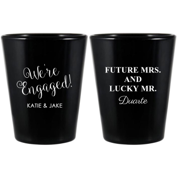 Custom Future Mrs. And Lucky Mr. Engagement Black Shot Glasses