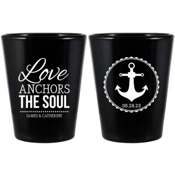 Customized Love Anchors The Soul Beach Wedding Black Shot Glasses