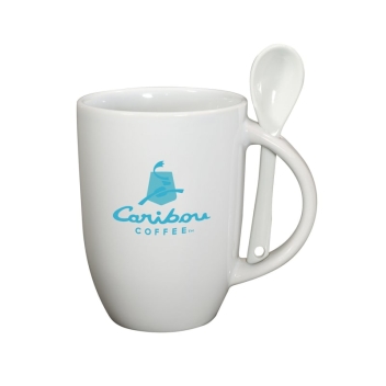 12oz Dapper Ceramic Mug With Spoon