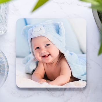 3.75 Inch Square Cork Back Photo Coasters