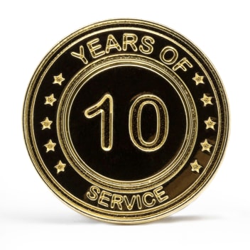10 Years Of Service Stock Lapel Pins