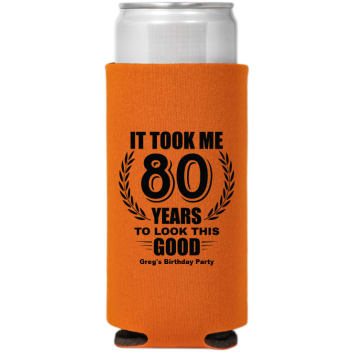 80 Years To Look This Good Birthday Full Color Slim Can Coolers