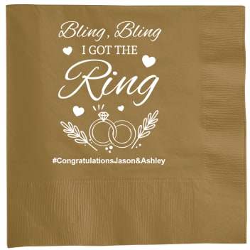 Custom Bling Bling I Got The Ring Engagement Premium Napkins