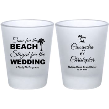 Custom Came For The Beach Stayed For The Wedding Frosted Shot Glasses