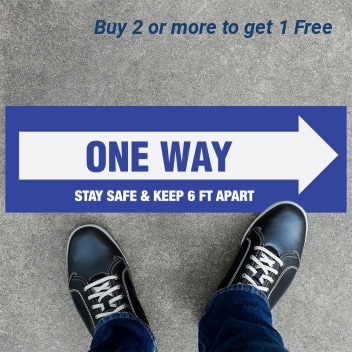 Stay Safe One Way Rectangle Floor Decals