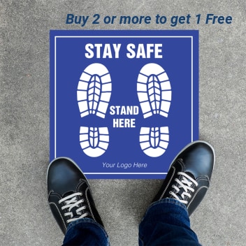 Stay Safe Social Distancing Square Floor Decals