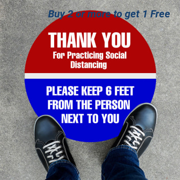 Thank You Round Social Distancing Stickers