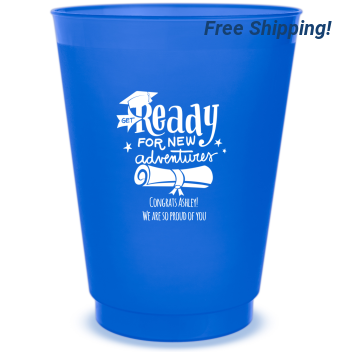 Custom Ready For New Adventures Graduation 16oz Frosted Stadium Cups