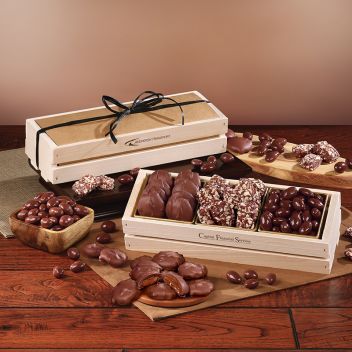 Chocolate Favorites In Printed Wooden Crates