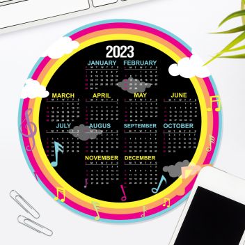 Fluorescent Neon Calendar Circle Mouse Pads