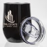 12 Oz. Laser Engraved Stainless Steel Wine Tumblers Black - Engraved with Lid - Travel Mugs