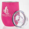 12 Oz. Laser Engraved Stainless Steel Wine Tumblers Pink - Engraved with Lid - Drinkware
