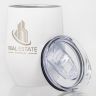 12 Oz. Laser Engraved Stainless Steel Wine Tumblers White - Engraved with Lid - Wine Tumblers