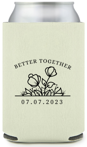 Personalized Better Together Floral Wedding Full Color Can Coolers