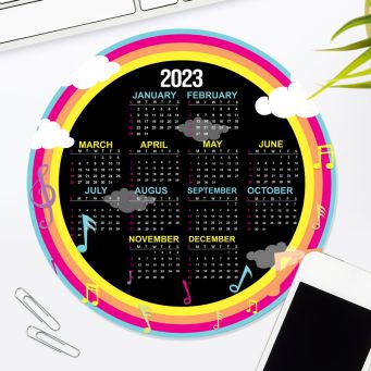 Custom Fluorescent Neon Calendar Circle Mouse Pads