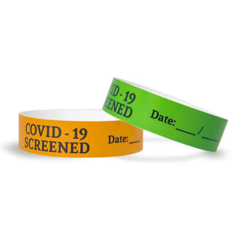 Custom COVID-19 Screened Tyvek Wristbands
