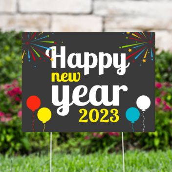 Happy New Year 2023 Fireworks Yard Signs