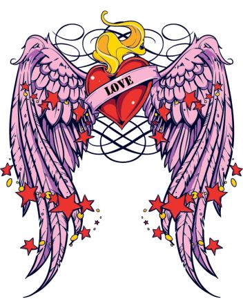 Custom Winged Heart Temporary Tattoo