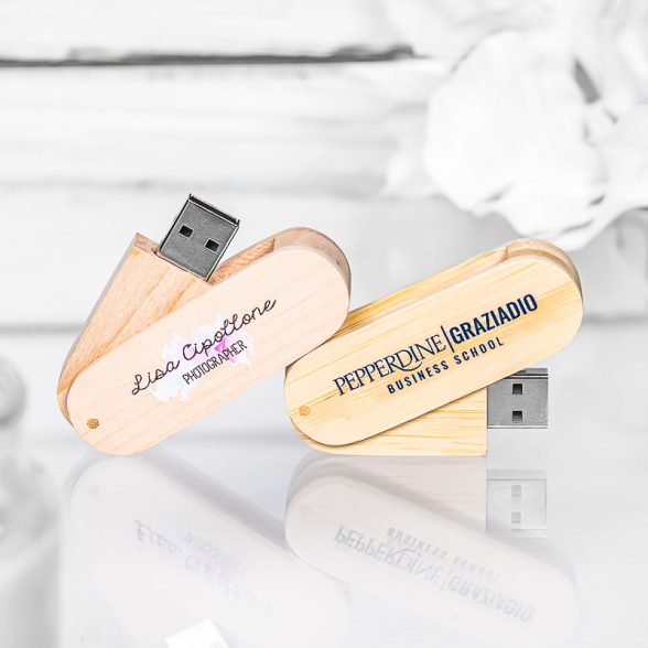 Custom Wood Swivel USB Flash Drives