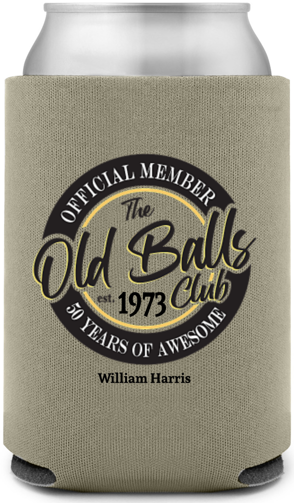 Old Balls Club 50th Birthday Full Color Can Coolers
