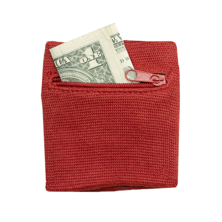 06. Zipper Sports Wristband Wallet Pouch Red - Purse