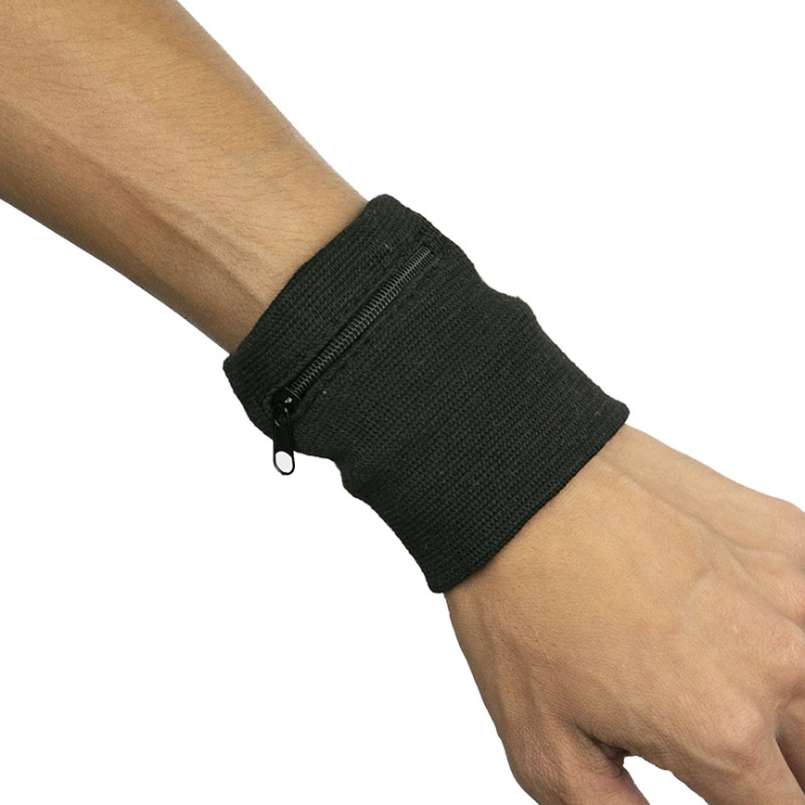 07. Zipper Sports Wristband Wallet Pouch Black - Pocket