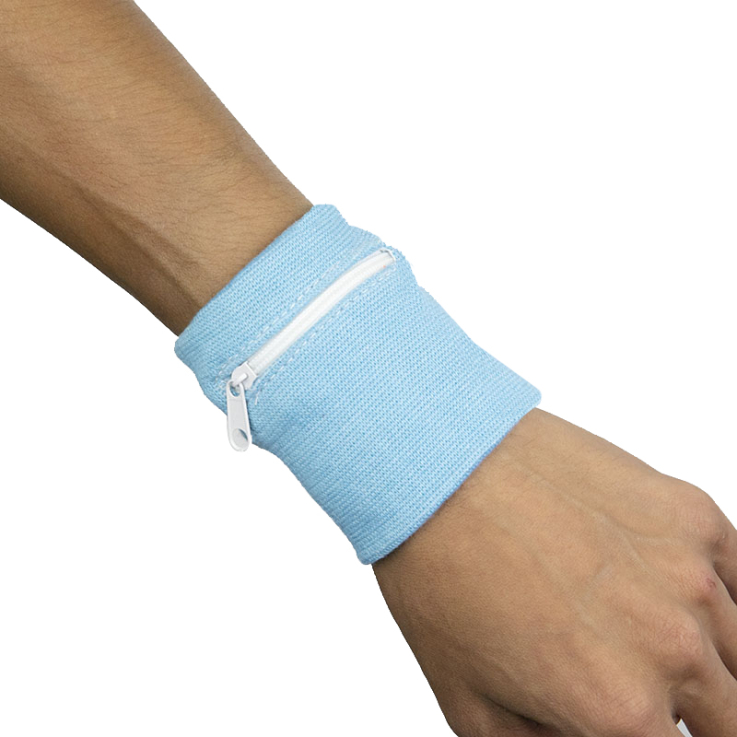 09. Zipper Sports Wristband Wallet Pouch Blue - Pocket