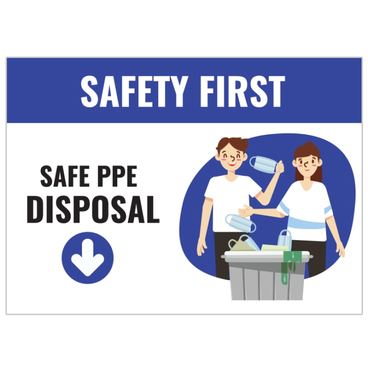Safe PPE Disposal Stickers - 6 Ft Social Distancing